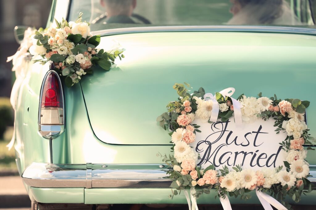 Beautiful Wedding Car With Plate Just Married Beautiful Wedding Car With Plate Just Married